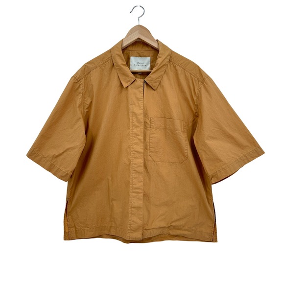 Studio Nicholson Tops - Studio Nicholson Elio Stone Washed Poplin Shirt Caramel Brown Size 3 / Womens 10